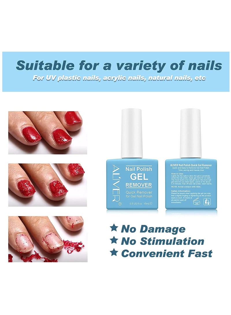 ALIVER Magic Nail Polish Remover Gel Professional Non-Irritating Nail Polish Remover Soak-Off Gel Polish Remover UV Art Gel Nail Polish Magic Remover Magic Nail Products Remover 15ml - Image 3