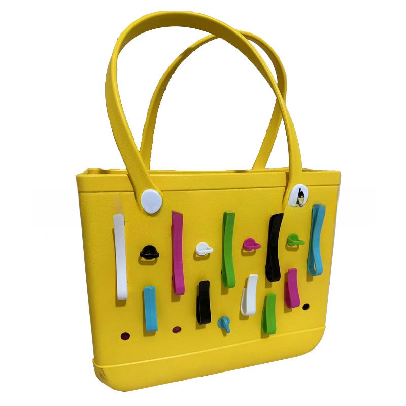 Beach EVA Bogg Bag Hook Clips Keychain Accessories Black - Image 4
