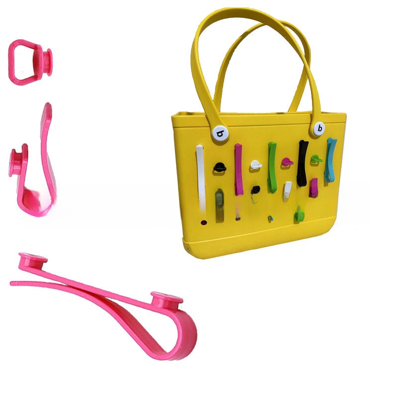 Beach EVA Bogg Bag Hook Clips Keychain Accessories Black - Image 5