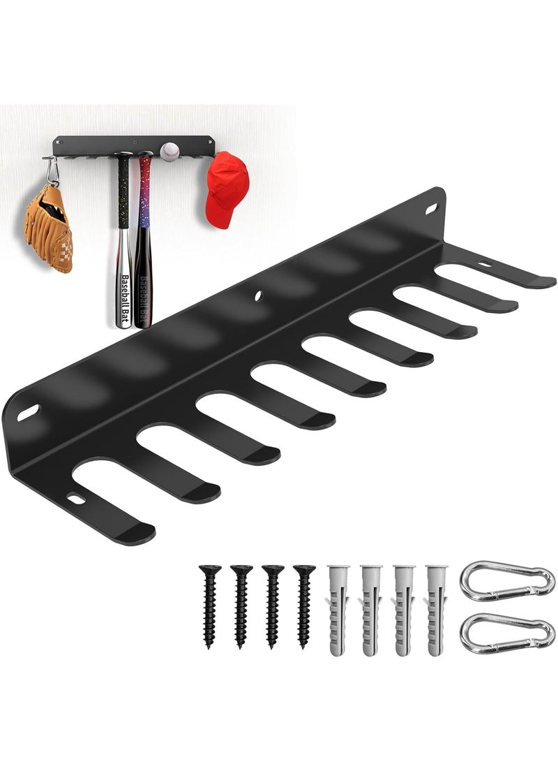 YelaJoy Baseball & Softball Bat Rack Wall Mount – Heavy Duty Bat Holder for 16 Bats, Organizer Hook Clip for Dugout Fence, Home Garage, Black (1 Pack) – 6-Gauge Steel Construction - Image 1