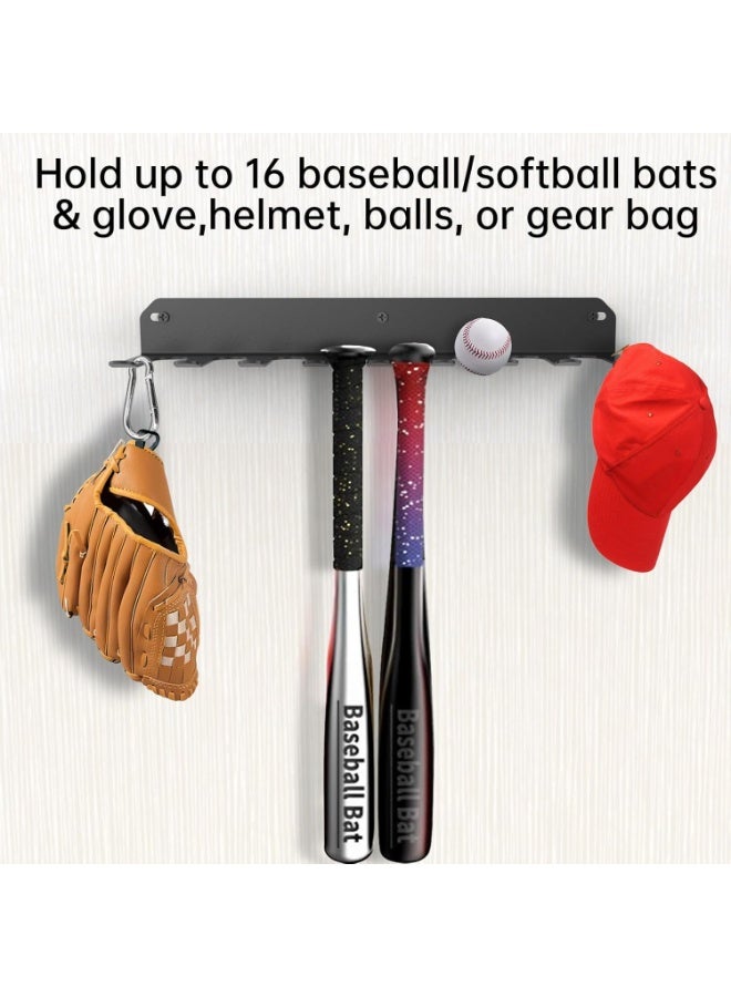 YelaJoy Baseball & Softball Bat Rack Wall Mount – Heavy Duty Bat Holder for 16 Bats, Organizer Hook Clip for Dugout Fence, Home Garage, Black (1 Pack) – 6-Gauge Steel Construction - Image 2