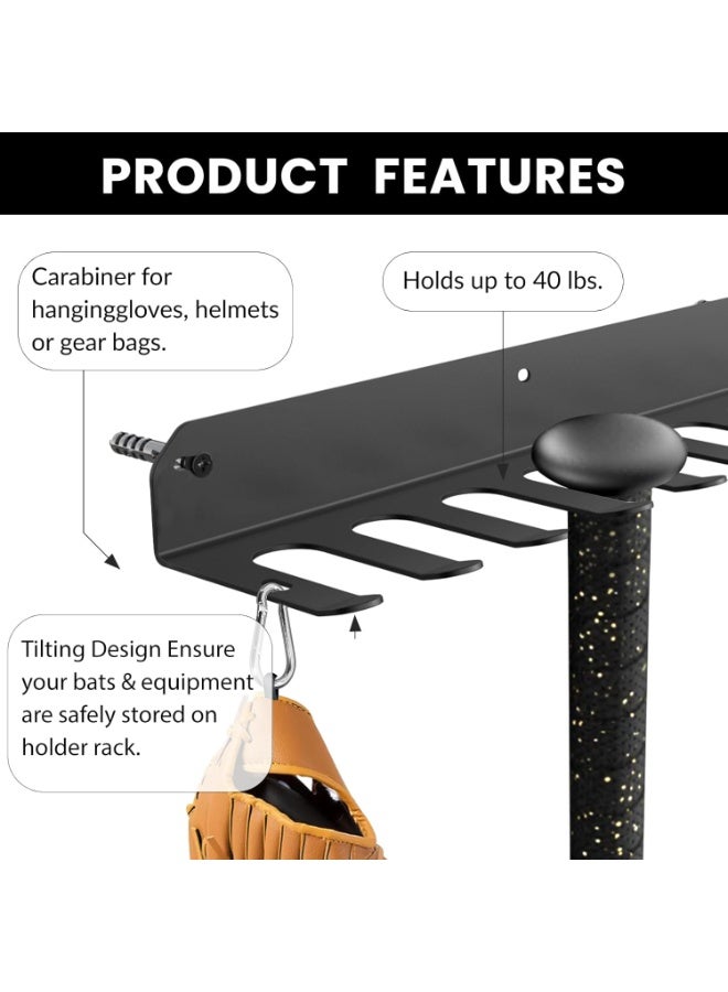 YelaJoy Baseball & Softball Bat Rack Wall Mount – Heavy Duty Bat Holder for 16 Bats, Organizer Hook Clip for Dugout Fence, Home Garage, Black (1 Pack) – 6-Gauge Steel Construction - Image 5