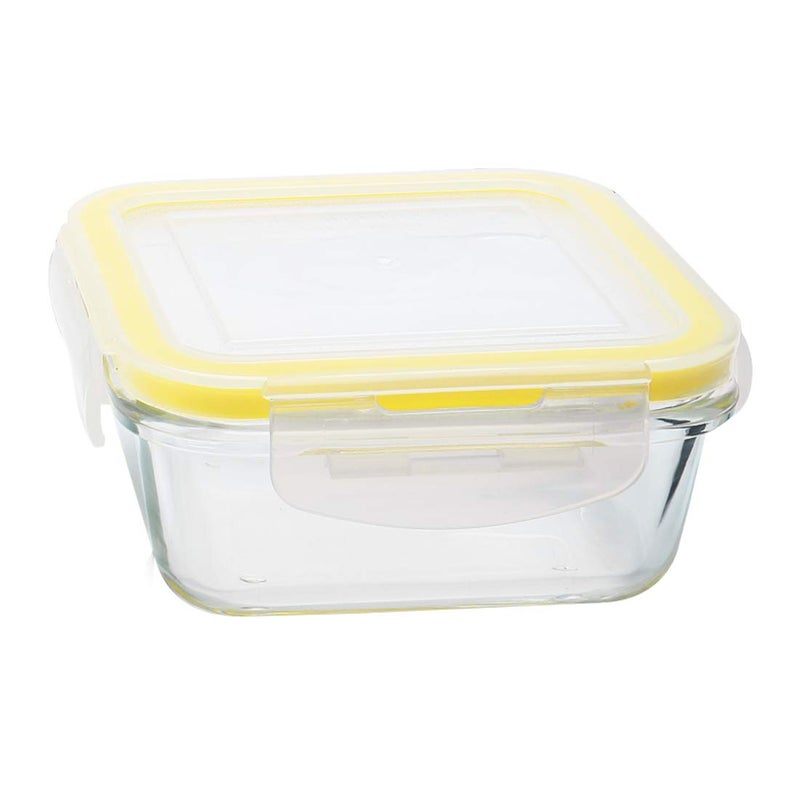 Lemon Tree Borosilicate Glass Lunch Box Set of 3 320ml Square Containers LeakProof AirTight Microwave Oven Safe Yellow - Image 4
