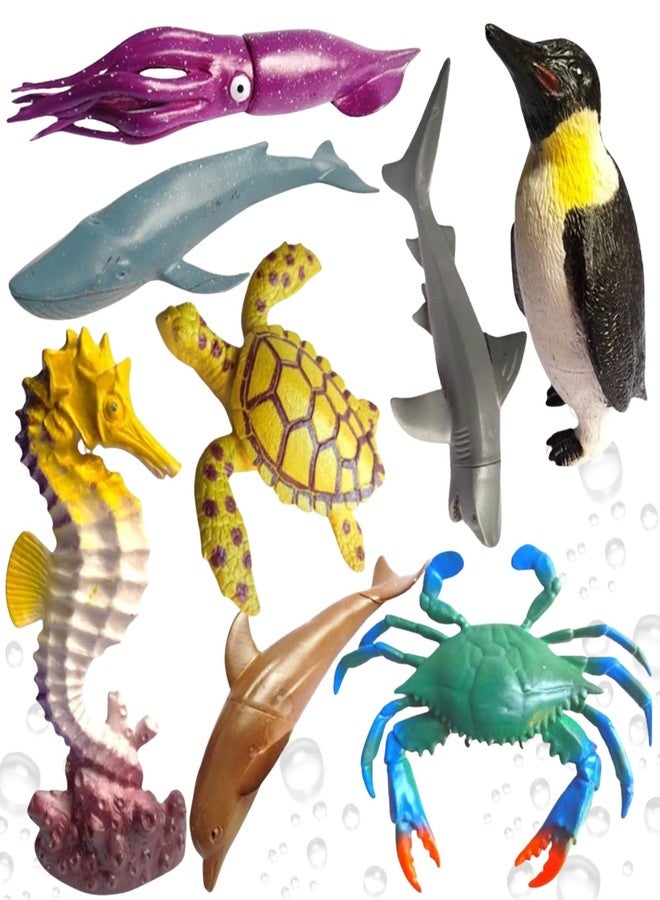 Mallexo Realistic Sea Animals Figures Toys for Kids 3+ Year Old 10PC Marine Fish Toy Playset Jungle Animal Figurine Big Size Turtle Jelly Fish Dolphin Water Ocean Sea Creatures Animals Birthday Gifts - Image 1
