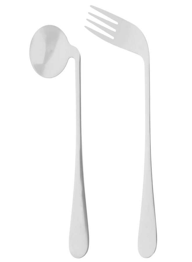 FOMIYES Stainless Steel Angled Fork and Spoon Set: AdaptiveAngled Cutlery Set of - 2pcs Right-Handed Angled Fork Adaptive Fork and Spoon for or Weak Grasp - Image 1