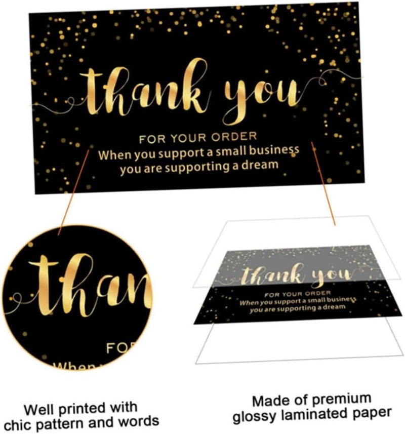 Uonlytech Thank You Cards Black Foil Stamped 60pcs Set for Small Business and Wedding, Elegant Thank You Notes for Shops and Events - Image 3