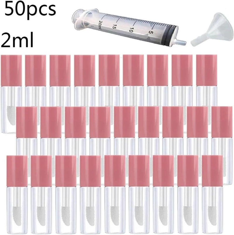 Lipstick Tube 50pcs 2ml Lip Balm Tube Container With Cap Empty Bottle Lipgloss Cosmetic(2ml pink) - Image 2
