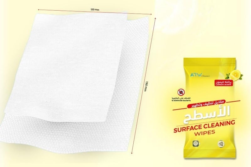 ARW Surface Cleaning Wipes Lemon Scent 3x60 (180 Wipes) - Image 3