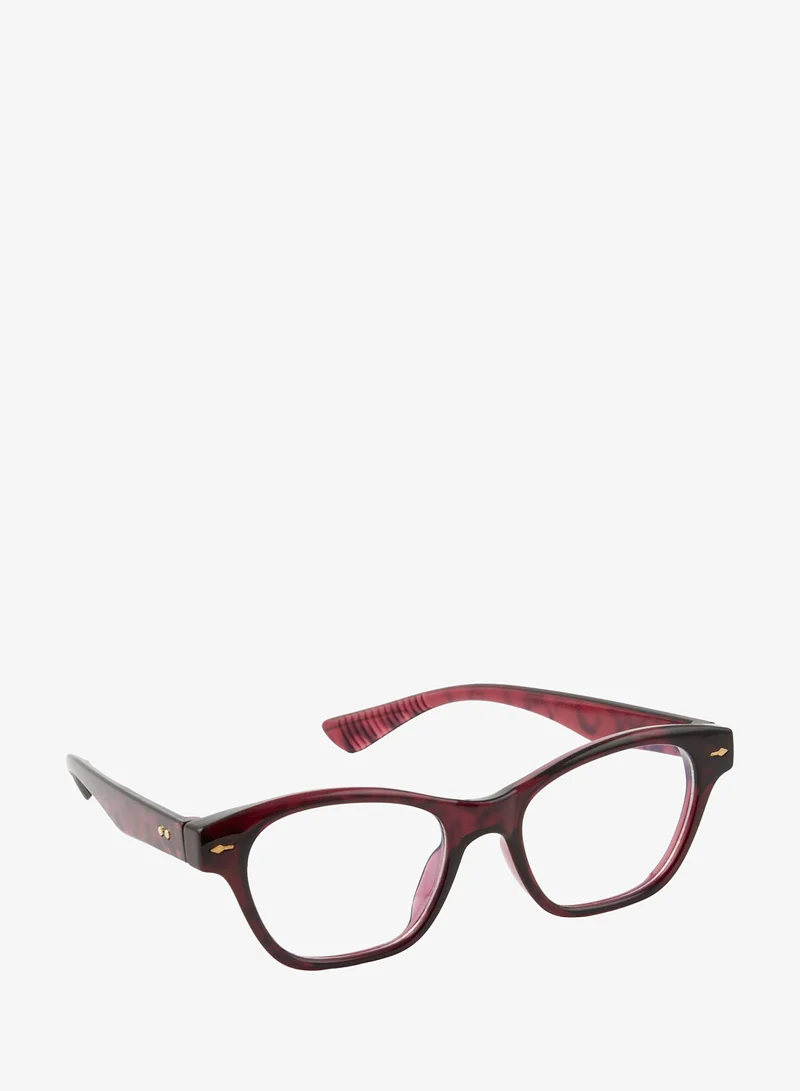 Woman Blue Lens Burgundy Frame Glasses