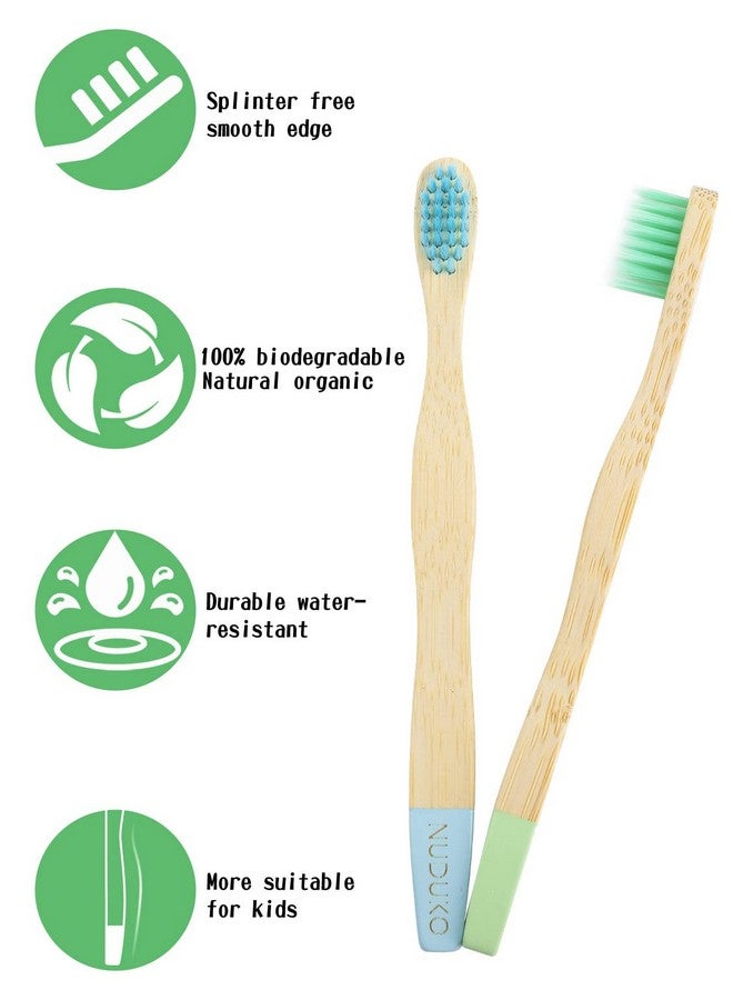 NUDUKO Bamboo Kids Toothbrushes (6 Pack) - Soft Bristle Organic Compostable BPA Free Toothbrush for Kids Toddler Baby Tooth Brush, Eco Friendly Natural Biodegradable Wooden Toothbrush - Image 3