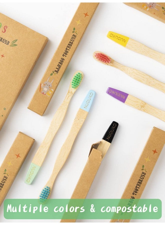 NUDUKO Bamboo Kids Toothbrushes (6 Pack) - Soft Bristle Organic Compostable BPA Free Toothbrush for Kids Toddler Baby Tooth Brush, Eco Friendly Natural Biodegradable Wooden Toothbrush - Image 4