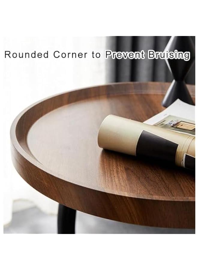 MIXDE Sofa End Table, Narrow Side Table C Shaped Sofa Side Table with Metal Frame, Coffee Snack Couch Table for Living Room, Bedroom, Bedside (Round) - Image 5