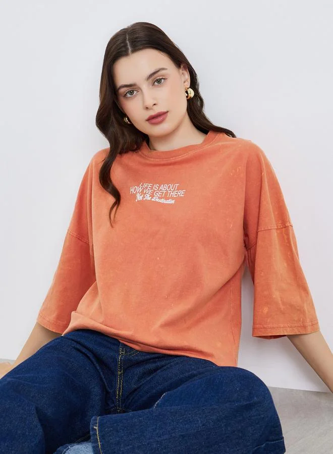 Styli Women Washed Oversized 100% Cotton T-Shirt