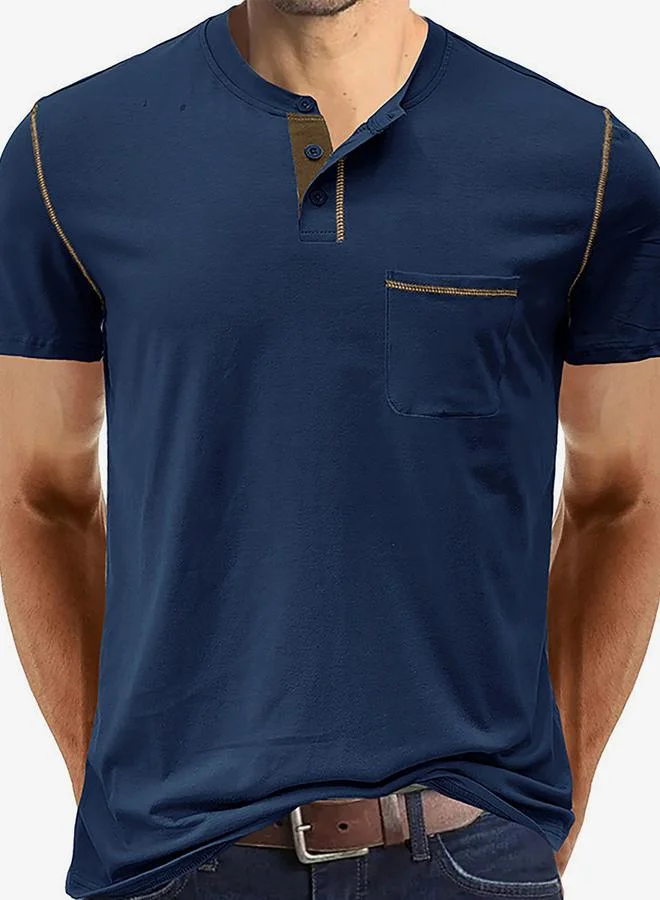 Take Two Men Half-Button Placket Henley Neck T-Shirt