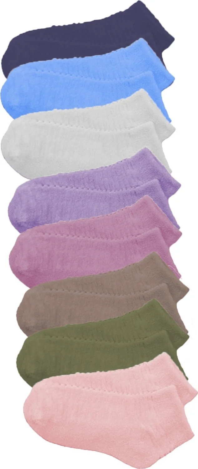 هيبسين راكيب Rival to All 8 Pack Women's Unisex Reverse Towel Socks Short Booties Winter Cotton Soft
