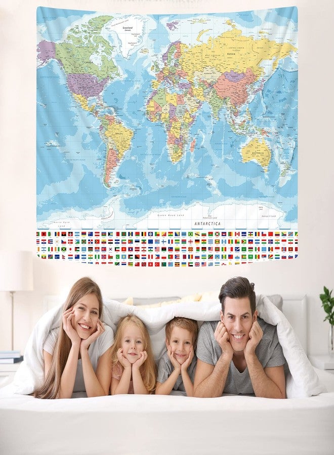 KYKU Large World Map Tapestry for Wall Flags Globe Tapestry Travel Party Theme Decorations Geography Classroom Posters (59.1 x 78.7) - Image 2