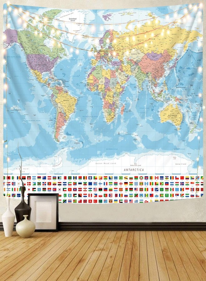 KYKU Large World Map Tapestry for Wall Flags Globe Tapestry Travel Party Theme Decorations Geography Classroom Posters (59.1 x 78.7) - Image 1
