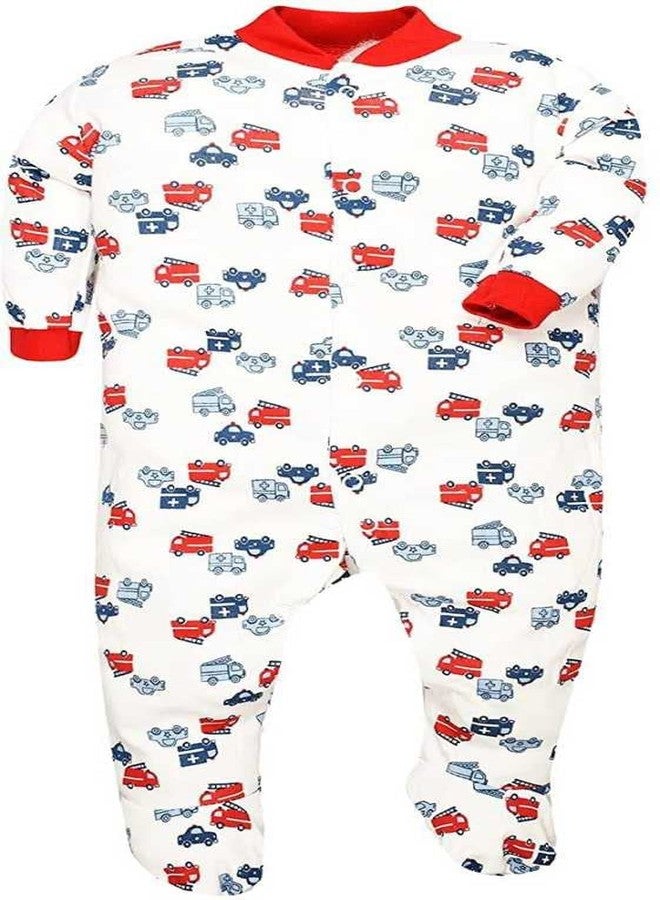 TiniBerry Baby Long Sleeve Cotton Full Body Sleep Suit, Romper for Boys and Girls Set of 3 (6-9 Months, Red) - Image 4