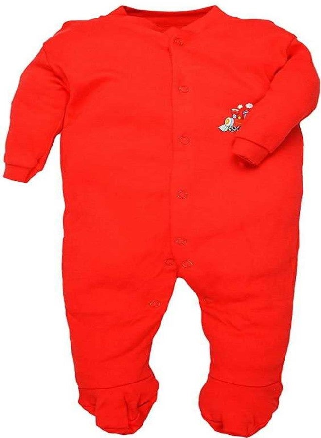 TiniBerry Baby Long Sleeve Cotton Full Body Sleep Suit, Romper for Boys and Girls Set of 3 (6-9 Months, Red) - Image 2