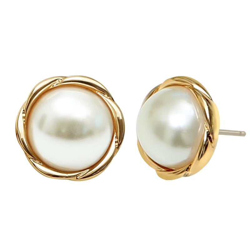 S SUSANN Pearl Earrings for Women dangling 14K Gold Pearl Drop Earrings Stud 5A Diamond Dangle Fashion Elegent Jewelry (10mm twisted gold drop) - Image 1