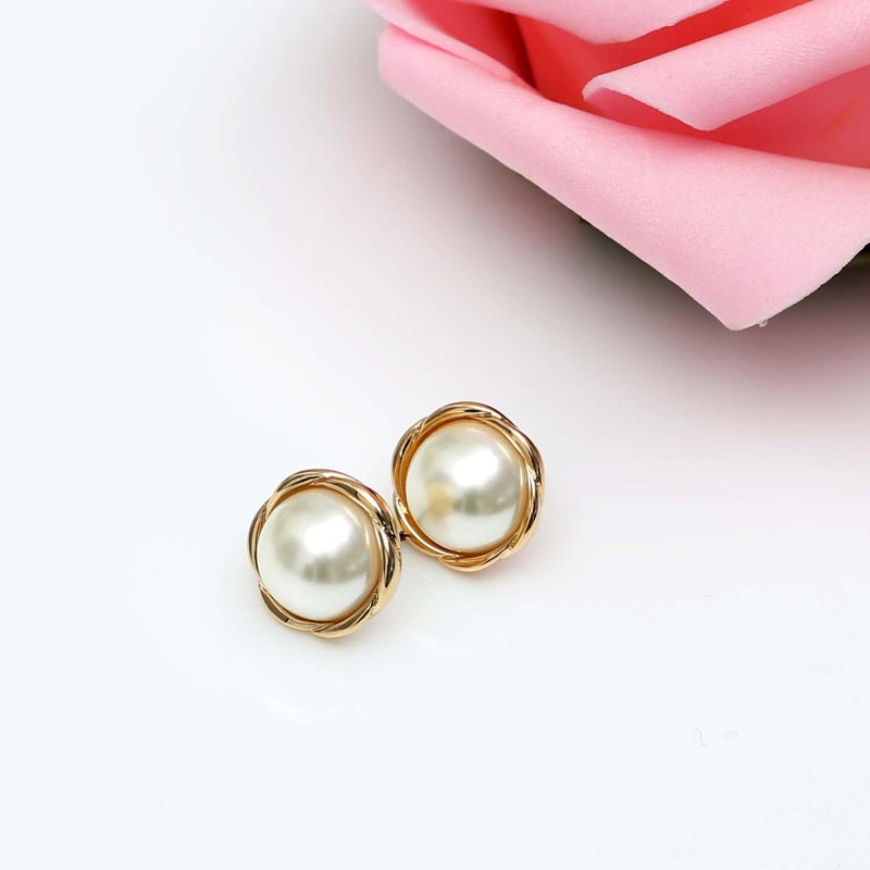 S SUSANN Pearl Earrings for Women dangling 14K Gold Pearl Drop Earrings Stud 5A Diamond Dangle Fashion Elegent Jewelry (10mm twisted gold drop) - Image 2