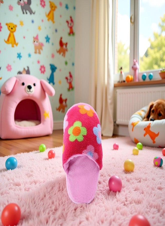 Jinshining 1Pcs Pink Cute Pet Puppy Dog Cat Slipper Shape Plush Chew Play Toy Flip-Flops Squeaky Toys Dog Squeak Toys,Keep Them Busy Durable Teething Shoe Interactive Squeaky Puppy Toy,Small,Pet Products - Image 2