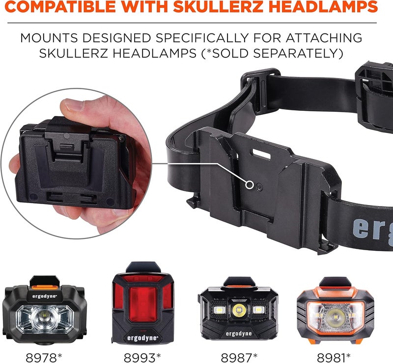 Ergodyne Ergodyne Skullerz 8979 Universal Hard Hat Headlamp Strap for Ergodyne Hardhat Lights NonSlip Silicone Headband Strap Grips Hard Shell Head Protection  - Image 3