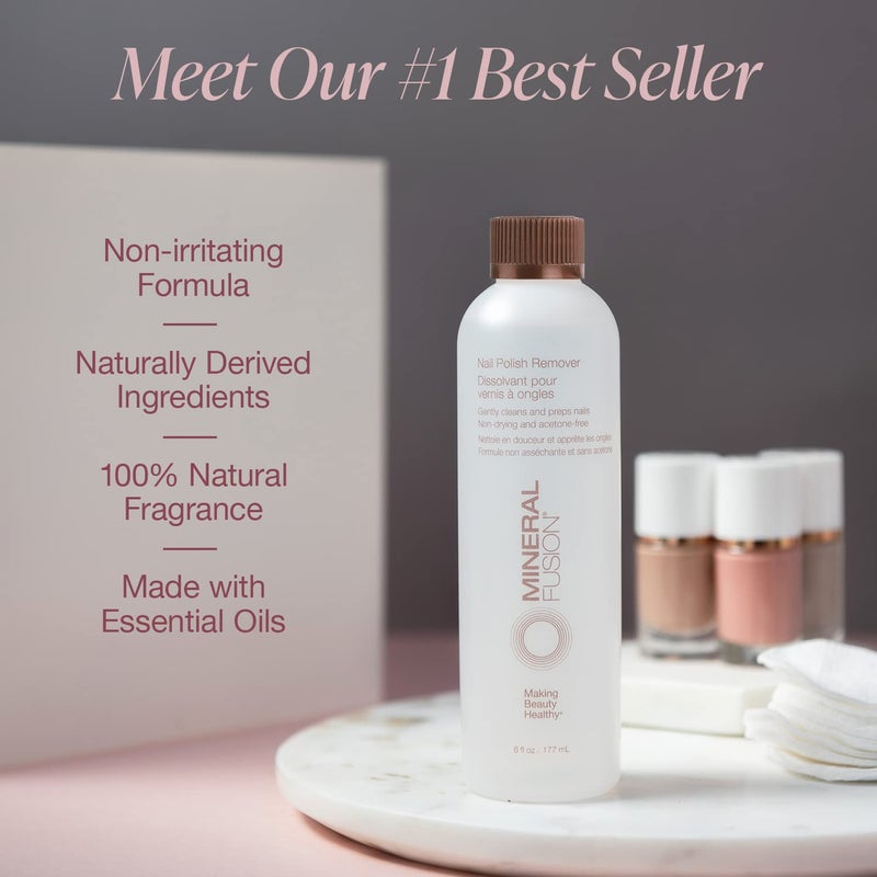 Mineral Fusion مزيل طلاء الأظافر خالي من الأسيتون من مينييرال فيوجن، لطيف، غير جاف، للطلاء العادي والجل، 6 أونصة سائلة (عبوتان)، للعناية بالأظافر للنسا والرجال - Image 2