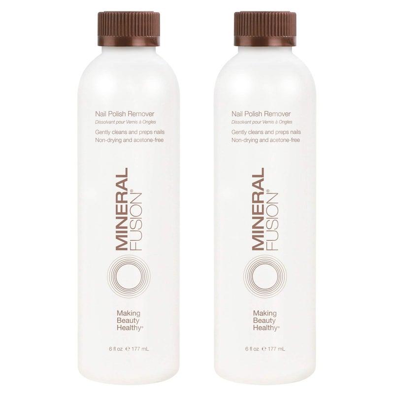 Mineral Fusion مزيل طلاء الأظافر خالي من الأسيتون من مينييرال فيوجن، لطيف، غير جاف، للطلاء العادي والجل، 6 أونصة سائلة (عبوتان)، للعناية بالأظافر للنسا والرجال - Image 1