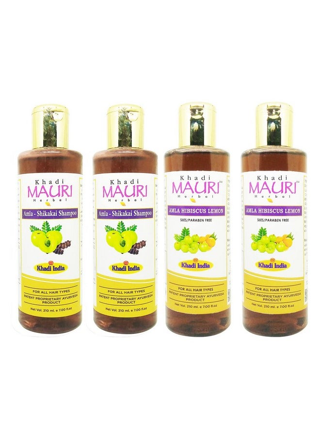 Khadi MAURI Amla Hibiscus Lemon & Amla Shikakai Shampoo - Pack Of 4 (840 Ml)  - Image 1