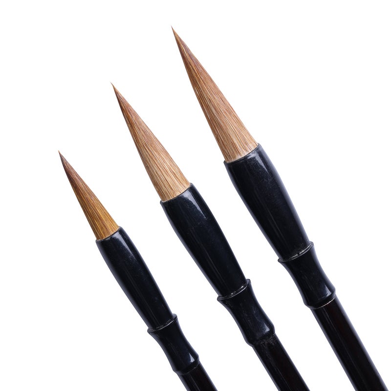I-MART Chinese Calligraphy Brush Set of 3 â€“ 3 Sizes Brushes for Sumi Painting, Japanese Brush, Watercolor, Suminagashi, Bamboo Brush Art, Art Brushes for Beginners & Artists - Image 1
