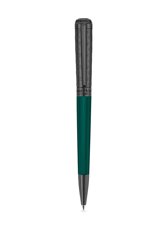 Saint Honore Paris Saint Honore Logo Ion Plated Dark Green & Black Pen - 6813 7V - 138MM