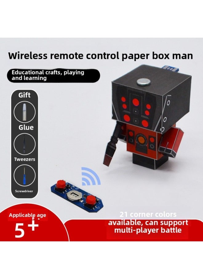 Primary School Students Grade One, Two And Three Handmade Technology Small Production Diy Material Science Creative Invention Remote Control Paper Mold-Specifications:Static Paper Box Man Material-toilet Man Set