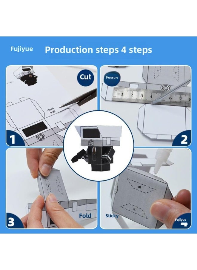 Primary School Students Grade One, Two And Three Handmade Technology Small Production Diy Material Science Creative Invention Remote Control Paper Mold-Specifications:Static Paper Box Man Material-toilet Man Set