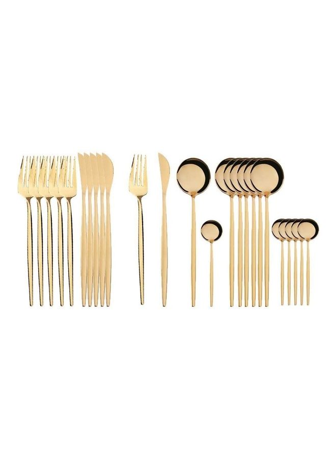 NIBEMINENT 24-Piece Stainless Steel Cutlery Set Gold