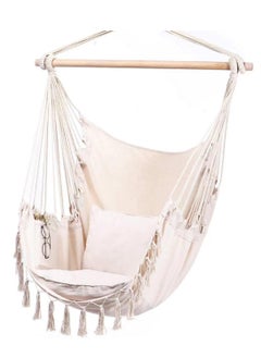 Jourvent Swing Chair Hanging hammock, home, garden rocking chair, polyester cotton off-white  - Image 1