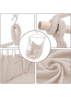 Jourvent Swing Chair Hanging hammock, home, garden rocking chair, polyester cotton off-white  - Image 3