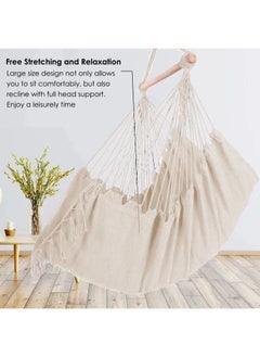 Jourvent Swing Chair Hanging hammock, home, garden rocking chair, polyester cotton off-white  - Image 4