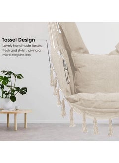 Jourvent Swing Chair Hanging hammock, home, garden rocking chair, polyester cotton off-white  - Image 5
