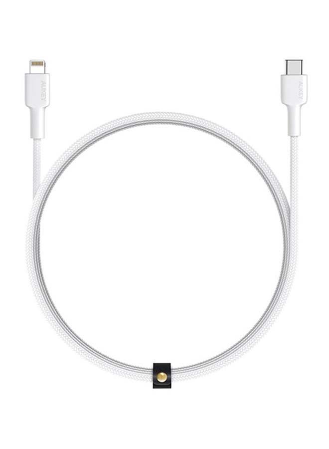 NIBEMINENT MFi USB-C Sync And Charge Braided Cable,CB-CL2 White - Image 1