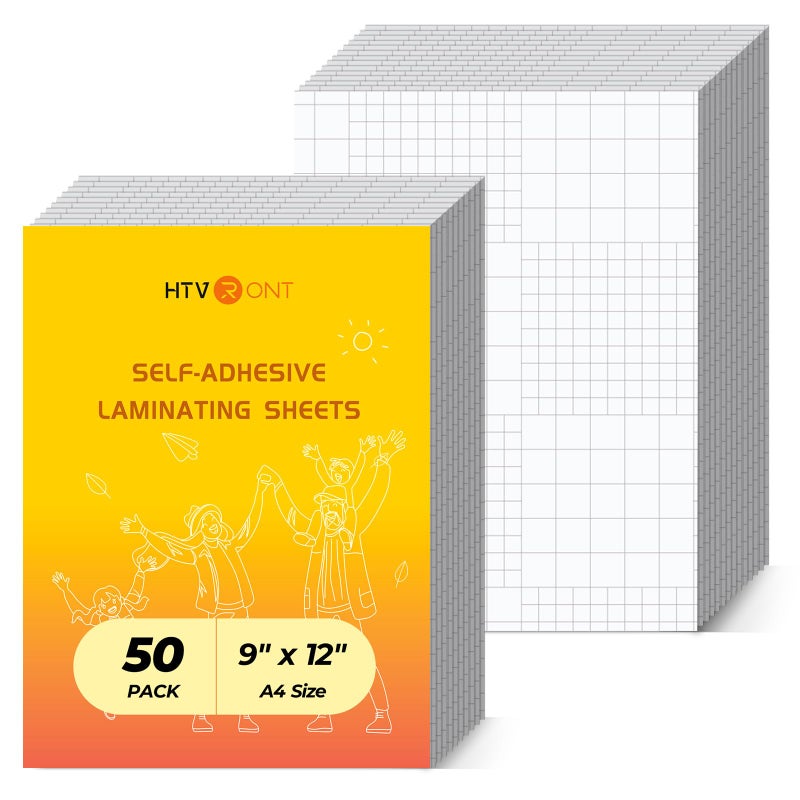 HTVRONT Self Adhesive Laminating Sheets - 50 Sheets, 4mil, 9 x 12 Inches Self Laminating Sheets, No Machine Needed Clear Laminating Sheets for Protecting Documents Photos Menus Stickers Book Cover - Image 1