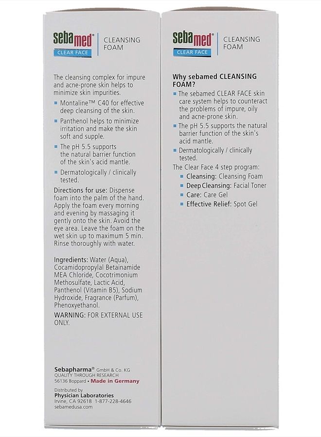 Sebamed Clear Face Cleansing Foam Gentle Face Wash for Impure Oily and Acne-prone Skin 5.07 Fluid Ounces (Pack of 2) - Image 4