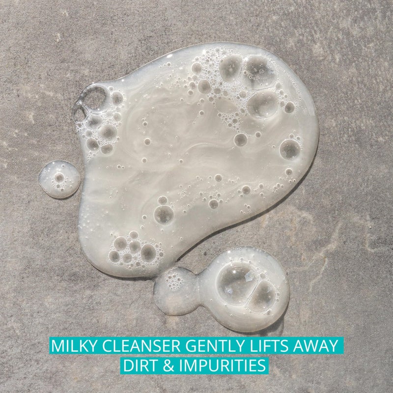 Aveeno Calm + Restore Facial Cleanser for Sensitive Skin, Hydrating Gentle Milky Face Cleanser with Nourishing Oat and Feverfew, Hypoallergenic Formula, Fragrance Free, 7.8 fl oz - Image 4