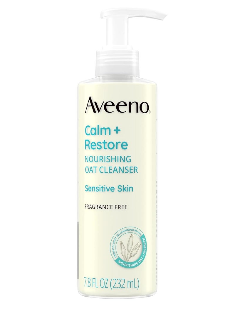 Aveeno Aveeno Calm + Restore Facial Cleanser for Sensitive Skin, Hydrating Gentle Milky Face Cleanser with Nourishing Oat and Feverfew, Hypoallergenic Formula, Fragrance Free, 7.8 FL OZ - Image 1