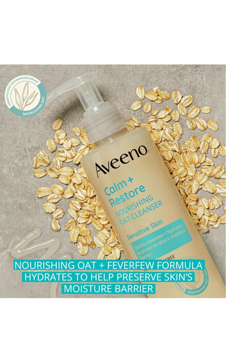 Aveeno Aveeno Calm + Restore Facial Cleanser for Sensitive Skin, Hydrating Gentle Milky Face Cleanser with Nourishing Oat and Feverfew, Hypoallergenic Formula, Fragrance Free, 7.8 FL OZ - Image 2