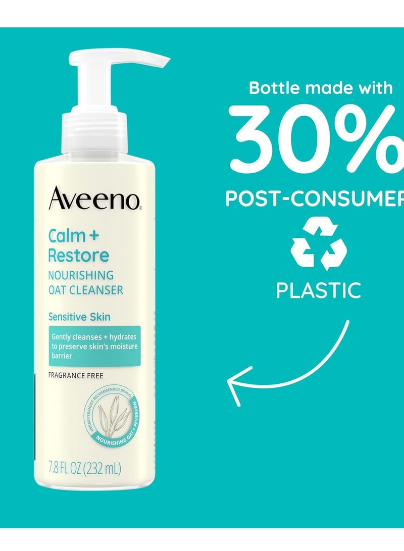 Aveeno Aveeno Calm + Restore Facial Cleanser for Sensitive Skin, Hydrating Gentle Milky Face Cleanser with Nourishing Oat and Feverfew, Hypoallergenic Formula, Fragrance Free, 7.8 FL OZ - Image 4