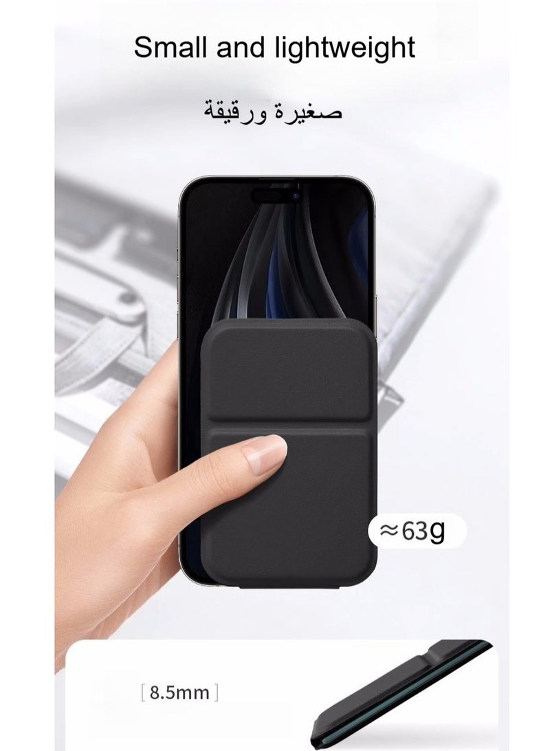 مرآة تجميل محمولة قابلة للطي مع غطاء PU أسود مثالية للسكن الجامعي والمكتب - Image 2