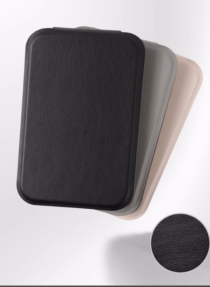 مرآة تجميل محمولة قابلة للطي مع غطاء PU أسود مثالية للسكن الجامعي والمكتب - Image 4