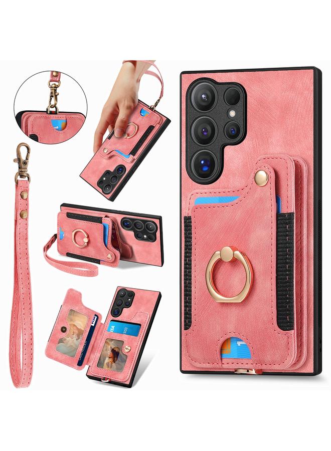 اس-توب جراب لهاتف Samsung Galaxy S25 Ultra 5G بتصميم كلاسيكي مع حلقة ملمس للبشرة ومحفظة متعددة البطاقات - Image 1