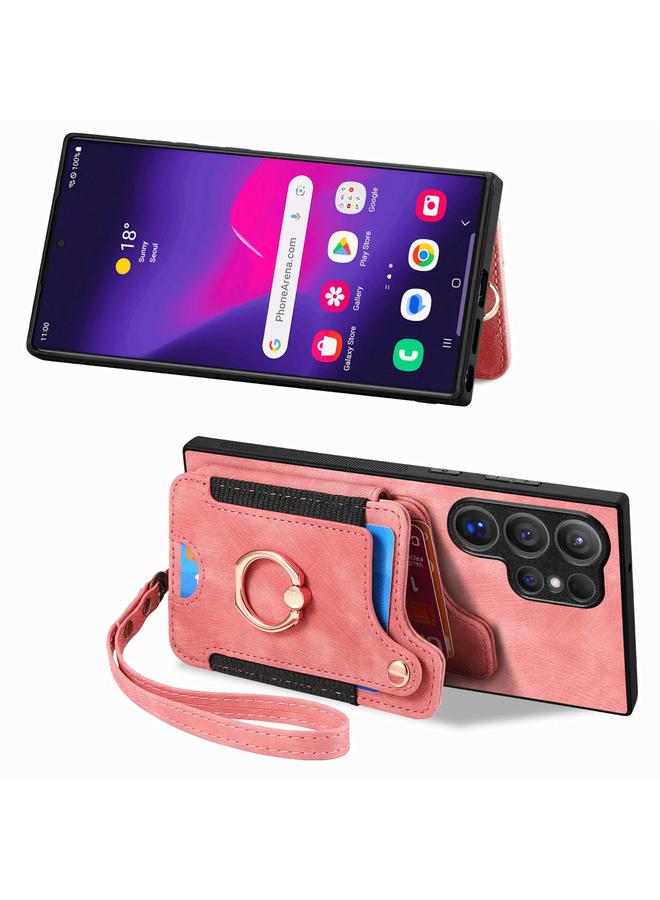 اس-توب جراب لهاتف Samsung Galaxy S25 Ultra 5G بتصميم كلاسيكي مع حلقة ملمس للبشرة ومحفظة متعددة البطاقات - Image 2